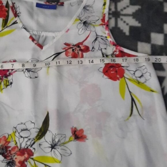 Apt 9 White Red Floral Print Vneck Flowy Tank Top Tunic Size Medium - Picture 3 of 7